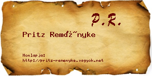 Pritz Reményke névjegykártya